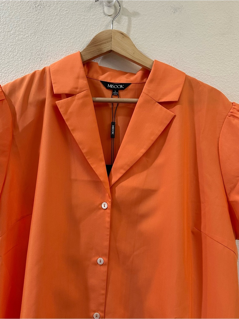 Misook Women’s‎ Short Puff-Sleeve Poplin Blouse New Size Large - Picture 3 of 11
